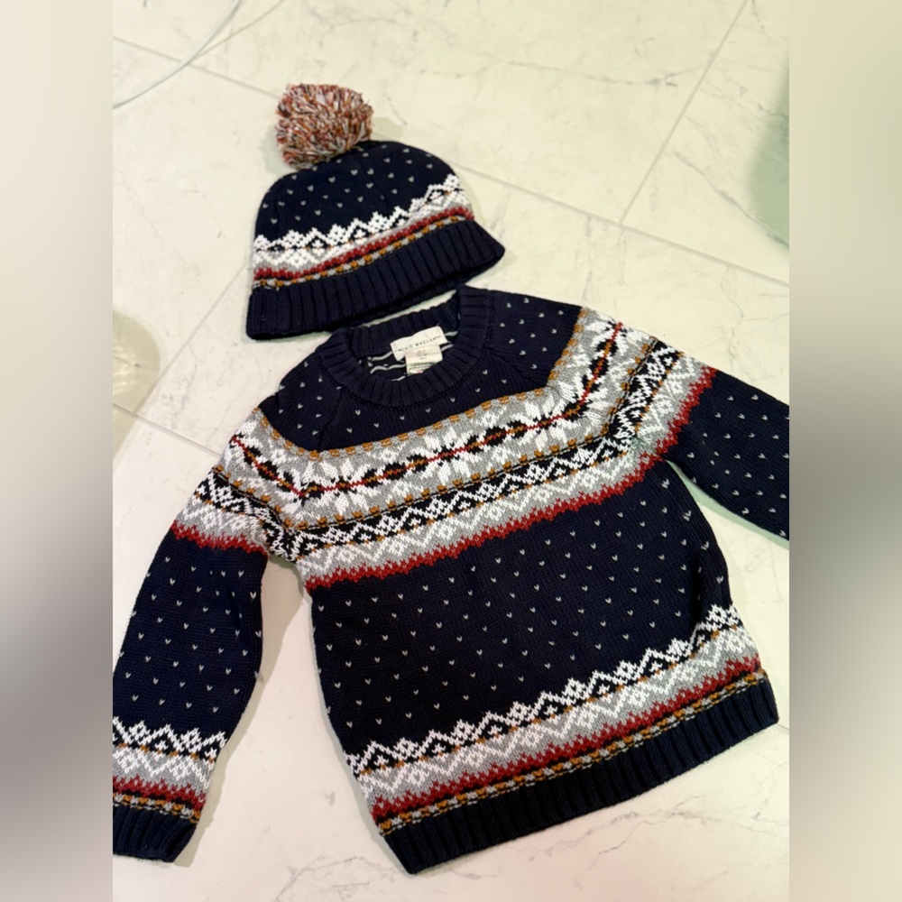 Cozy Kids' Navy and Red Knit Sweater Set